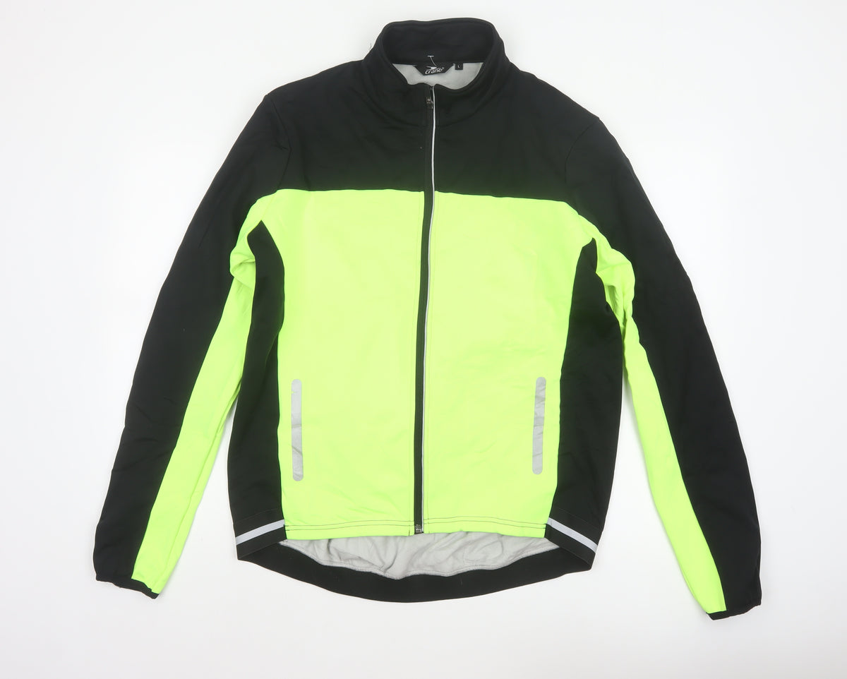 Crane Men’s Black Hi Vis Green L Cycling Softshell Reflective Jacket