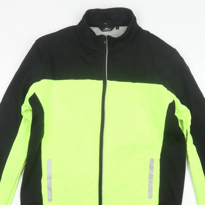 Crane Men’s Black Hi Vis Green L Cycling Softshell Reflective Jacket