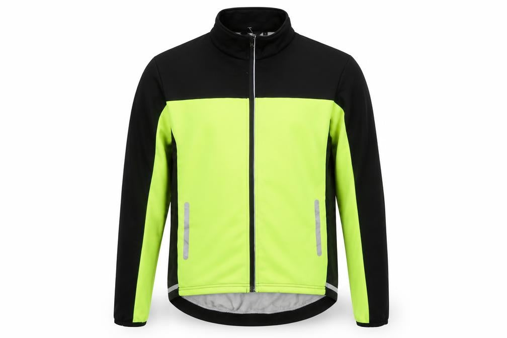Crane Men’s Black Hi Vis Green L Cycling Softshell Reflective Jacket