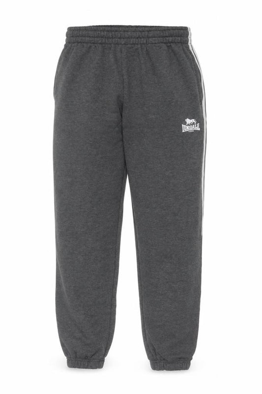 Lonsdale Men’s Grey M Jogger Sweatpants Logo Stripe Cuffed Pockets