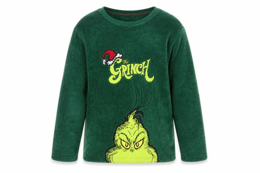 Primark Boys Green 11-12 Years The Grinch Fleece Pyjama Top Christmas