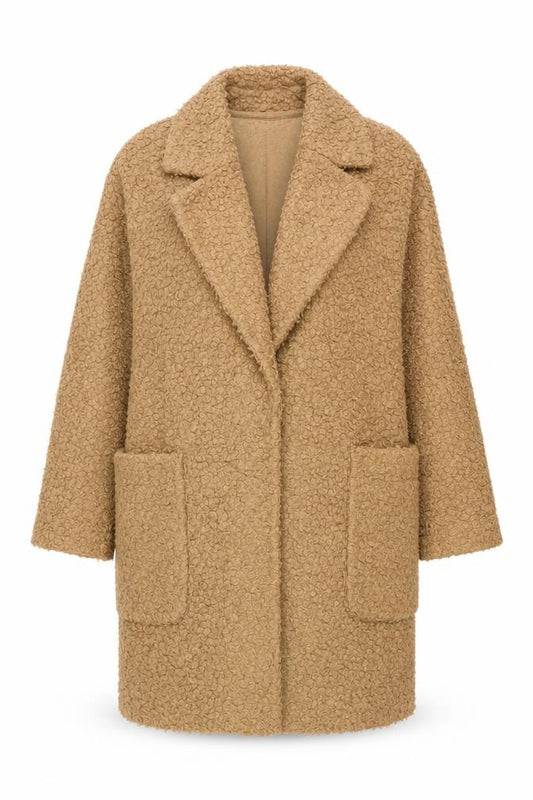 Farhi by Nicole Farhi Women’s Beige XL UK 16 Teddy Long Overcoat