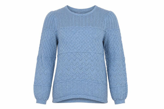Fat Face Women’s Blue UK 6 Open Knit Geometric Cotton Jumper