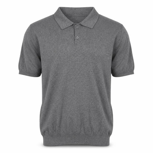 Jasper Conran Men's Grey M Cotton Silk Knit Short Sleeve Polo Shirt