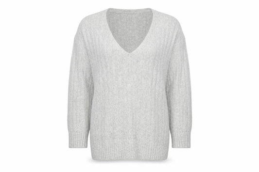 Gap Women Grey Cable Knit V-Neck Long Sleeve Jumper Size S