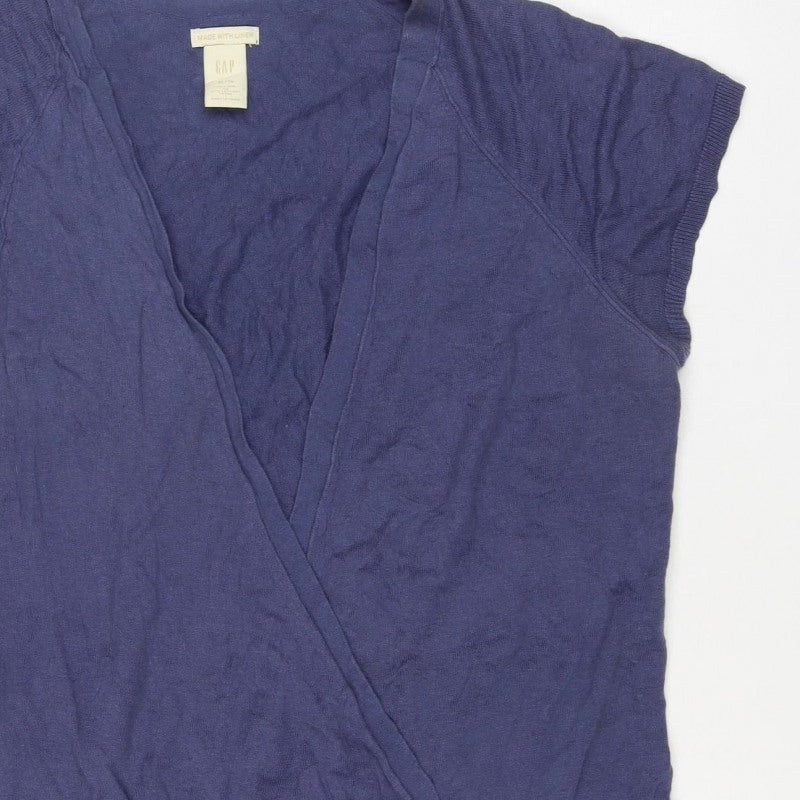 Gap Women’s Blue XL Linen Cotton V-Neck Knit Tank Top Basic