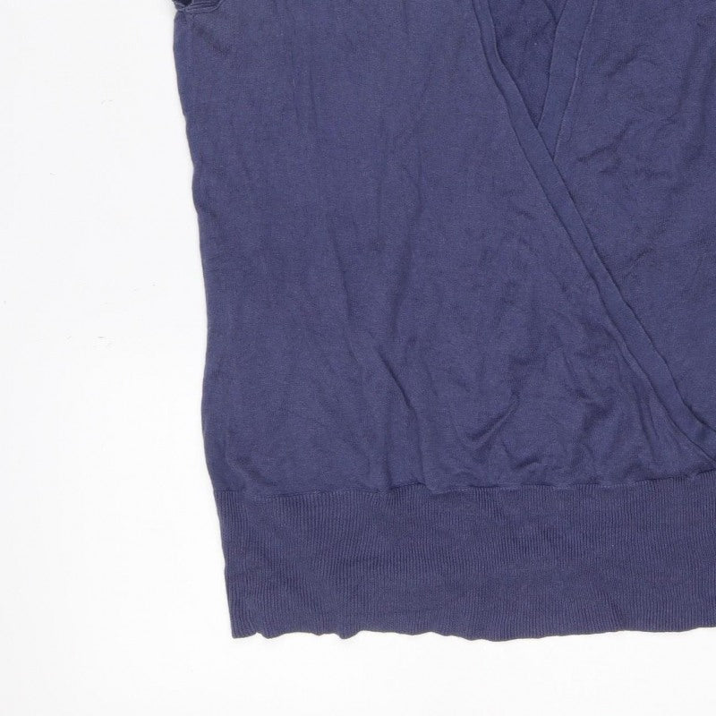 Gap Women’s Blue XL Linen Cotton V-Neck Knit Tank Top Basic