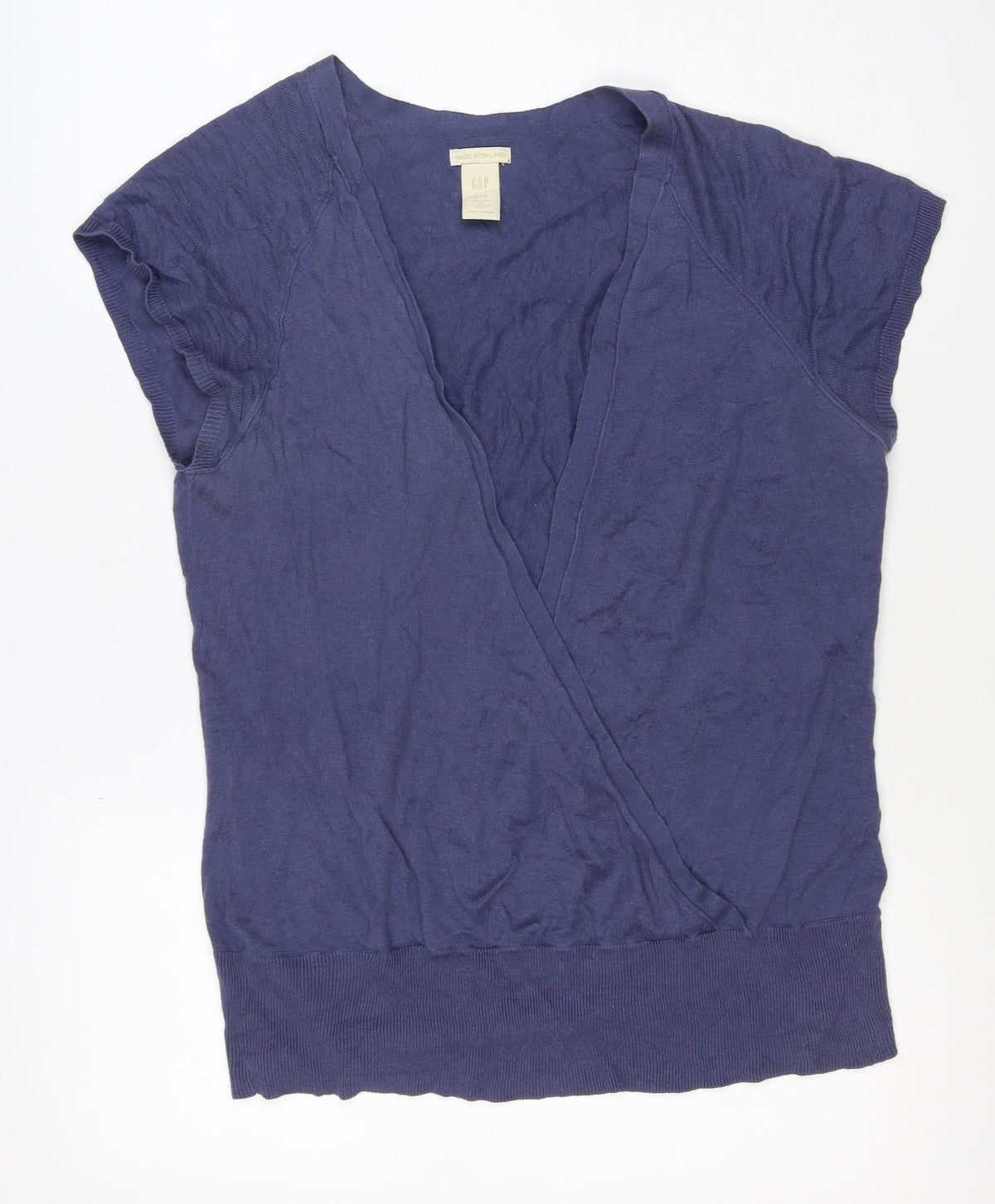 Gap Women’s Blue XL Linen Cotton V-Neck Knit Tank Top Basic