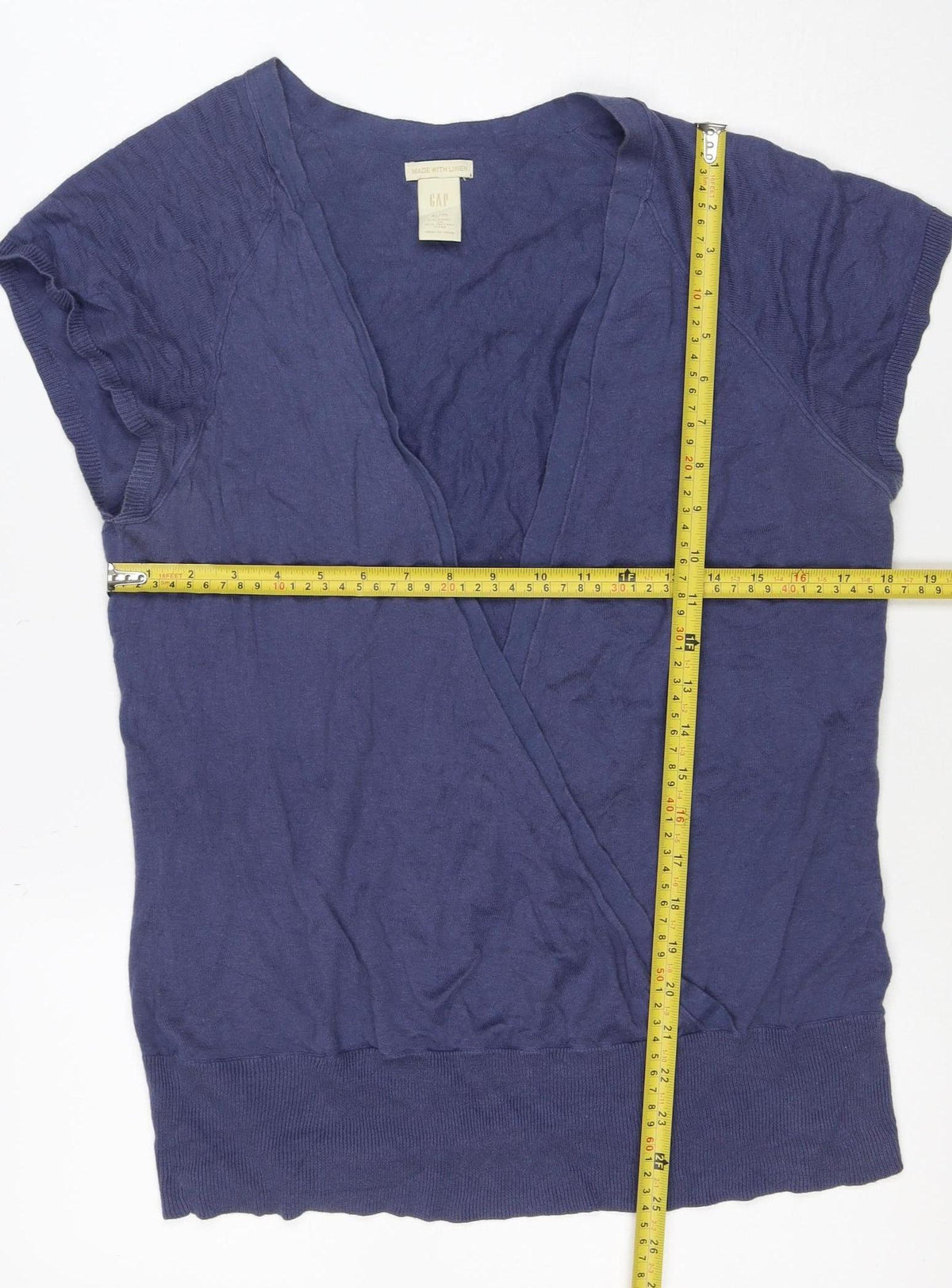 Gap Women’s Blue XL Linen Cotton V-Neck Knit Tank Top Basic