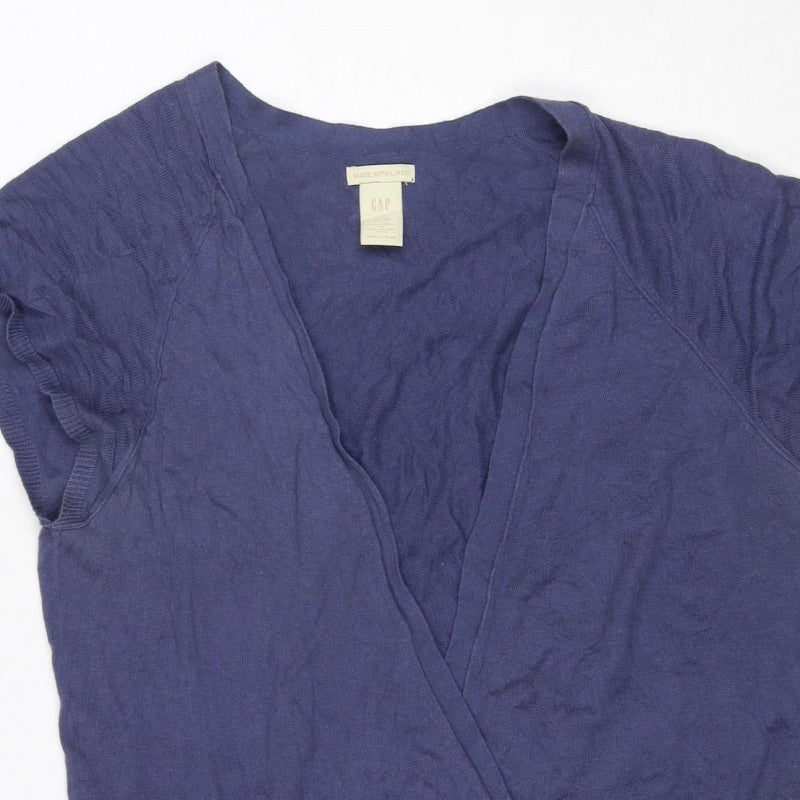 Gap Women’s Blue XL Linen Cotton V-Neck Knit Tank Top Basic
