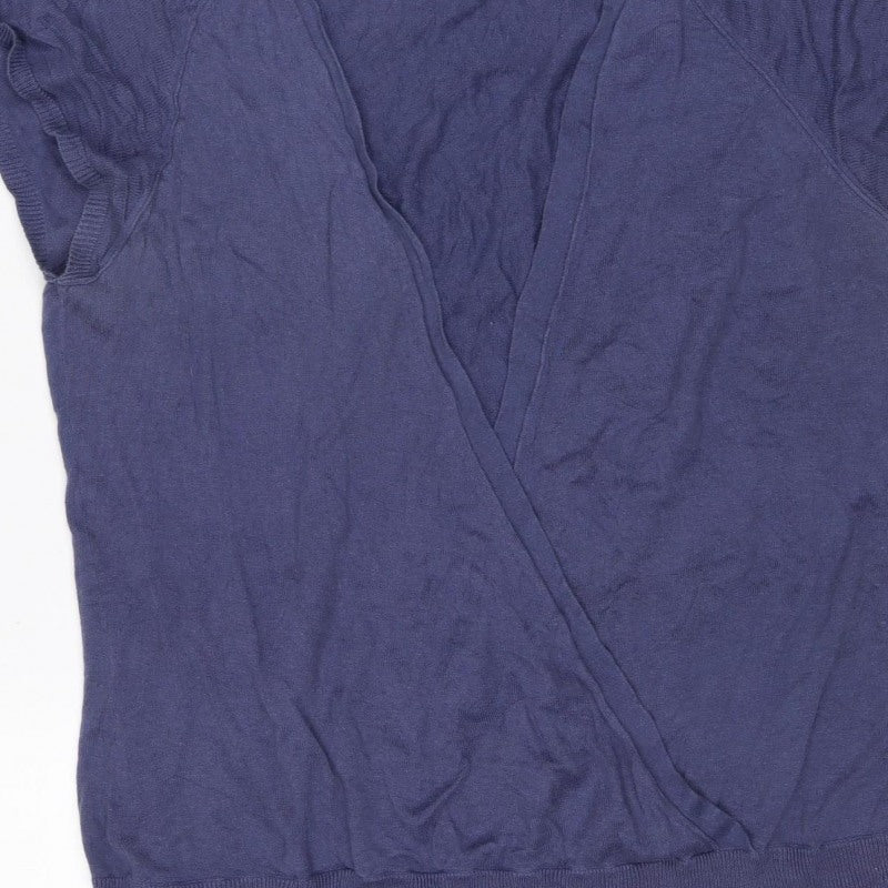 Gap Women’s Blue XL Linen Cotton V-Neck Knit Tank Top Basic