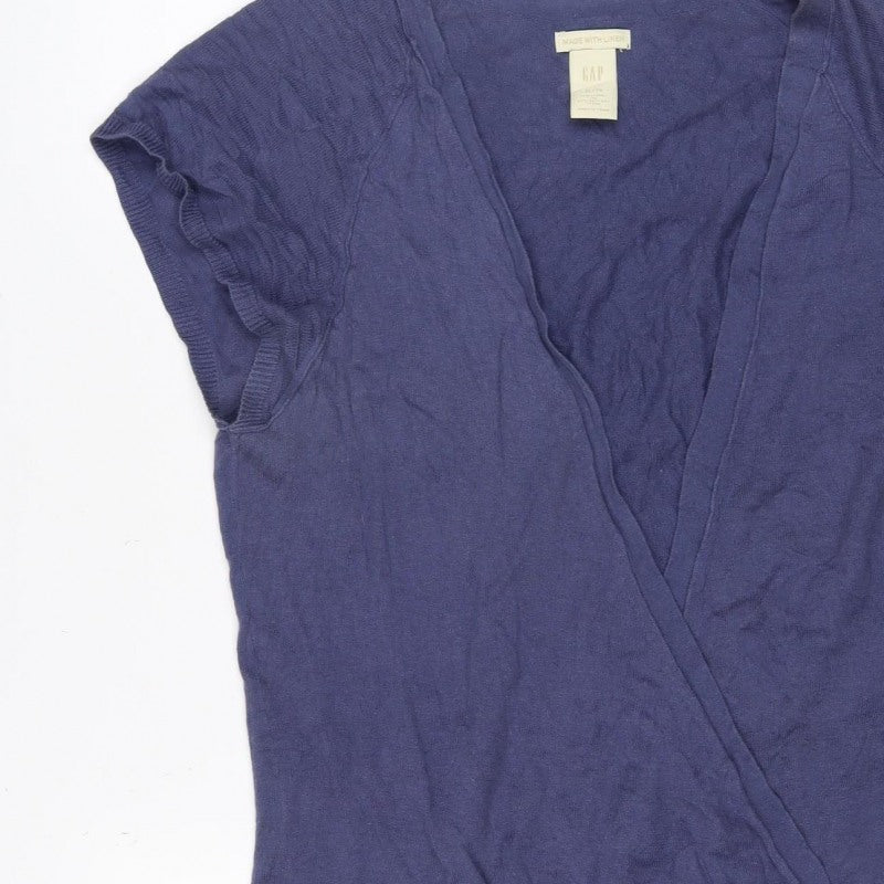 Gap Women’s Blue XL Linen Cotton V-Neck Knit Tank Top Basic