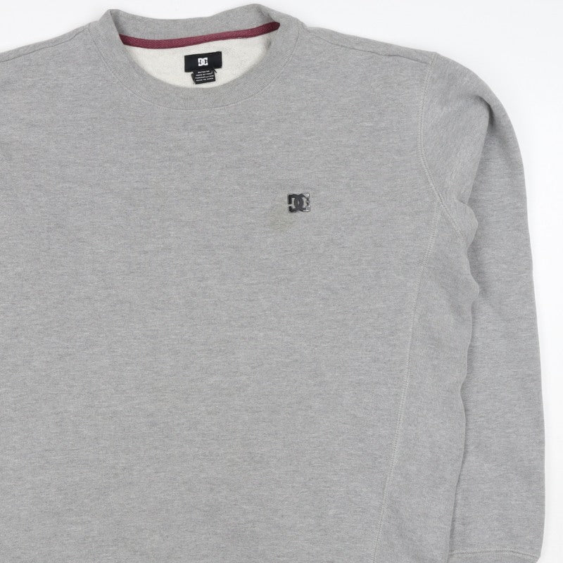 DC Shoes Men’s Grey Logo Crew Neck Fleece Pullover Jumper Size M