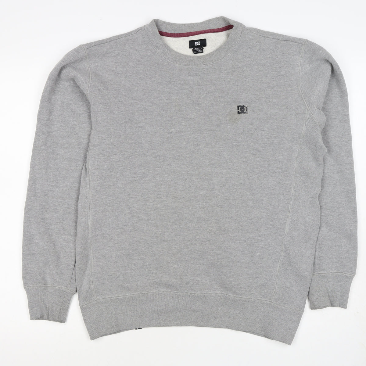 DC Shoes Men’s Grey Logo Crew Neck Fleece Pullover Jumper Size M
