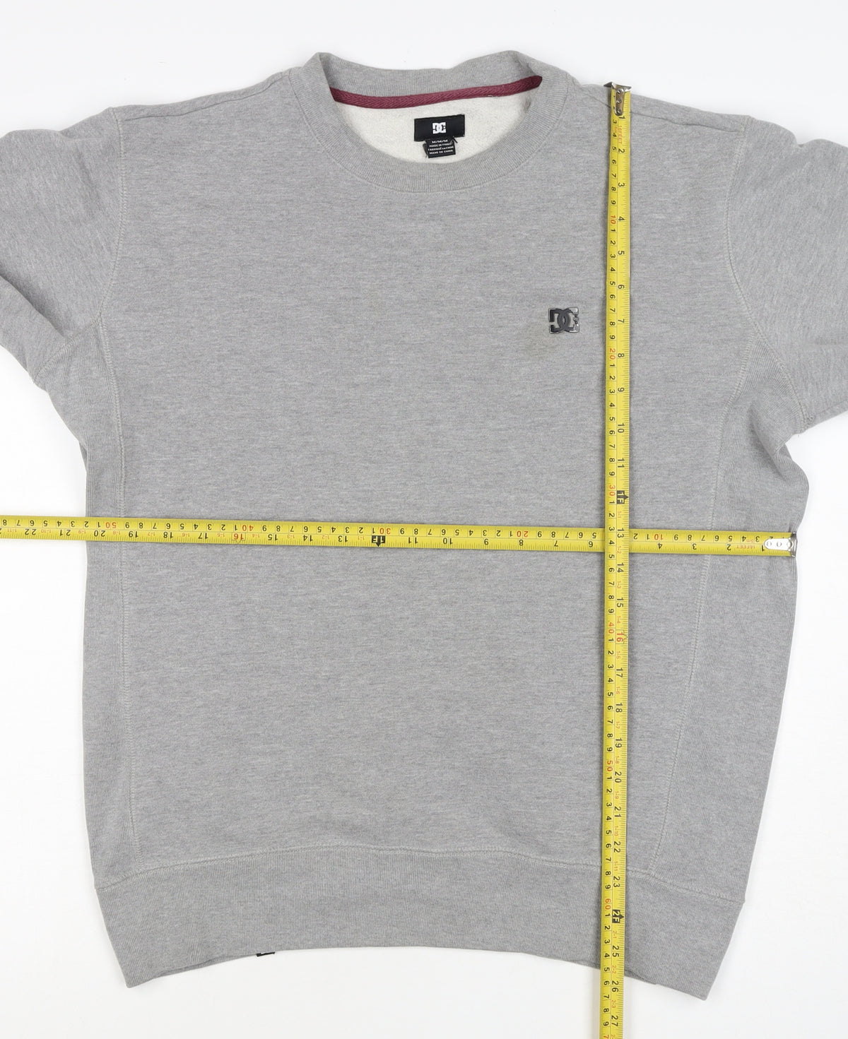 DC Shoes Men’s Grey Logo Crew Neck Fleece Pullover Jumper Size M
