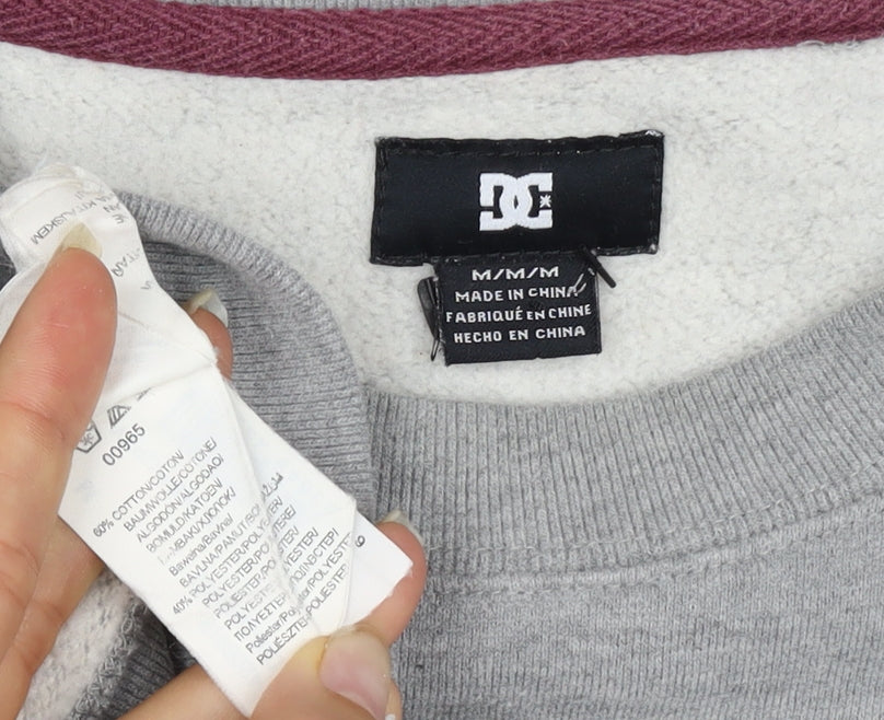 DC Shoes Men’s Grey Logo Crew Neck Fleece Pullover Jumper Size M