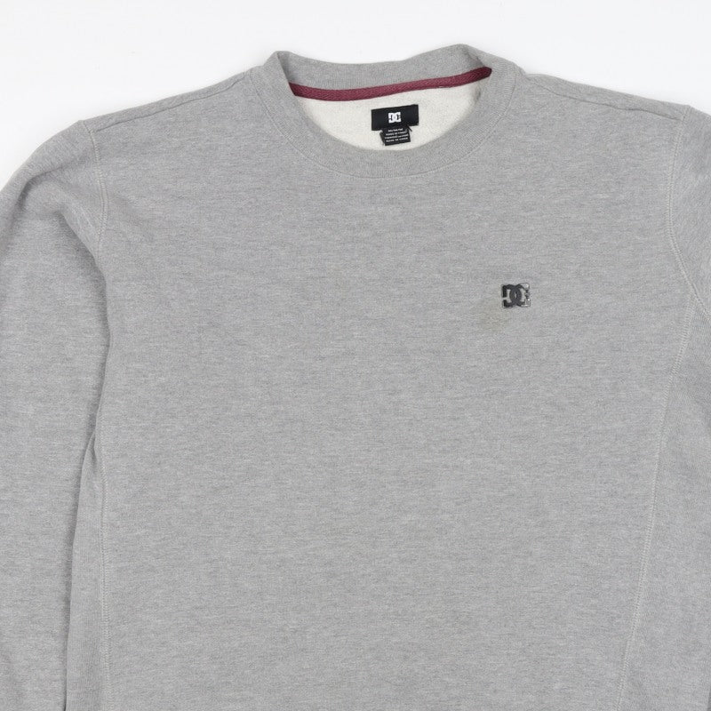 DC Shoes Men’s Grey Logo Crew Neck Fleece Pullover Jumper Size M