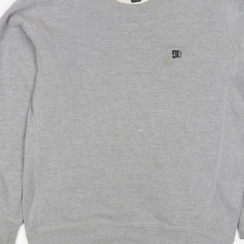 DC Shoes Men’s Grey Logo Crew Neck Fleece Pullover Jumper Size M