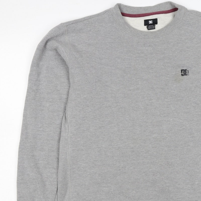 DC Shoes Men’s Grey Logo Crew Neck Fleece Pullover Jumper Size M