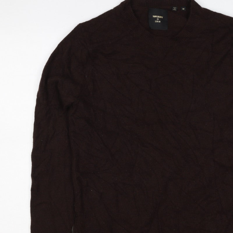 Superdry Men’s Brown M Crew Neck Knit Pullover Jumper Logo