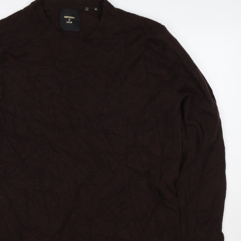 Superdry Men’s Brown M Crew Neck Knit Pullover Jumper Logo