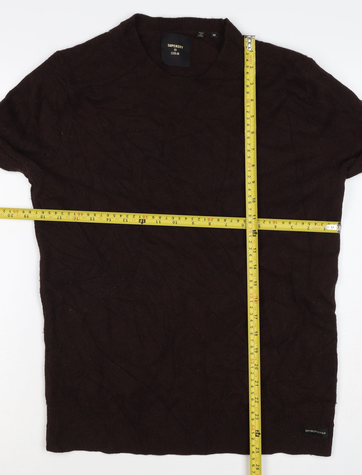 Superdry Men’s Brown M Crew Neck Knit Pullover Jumper Logo