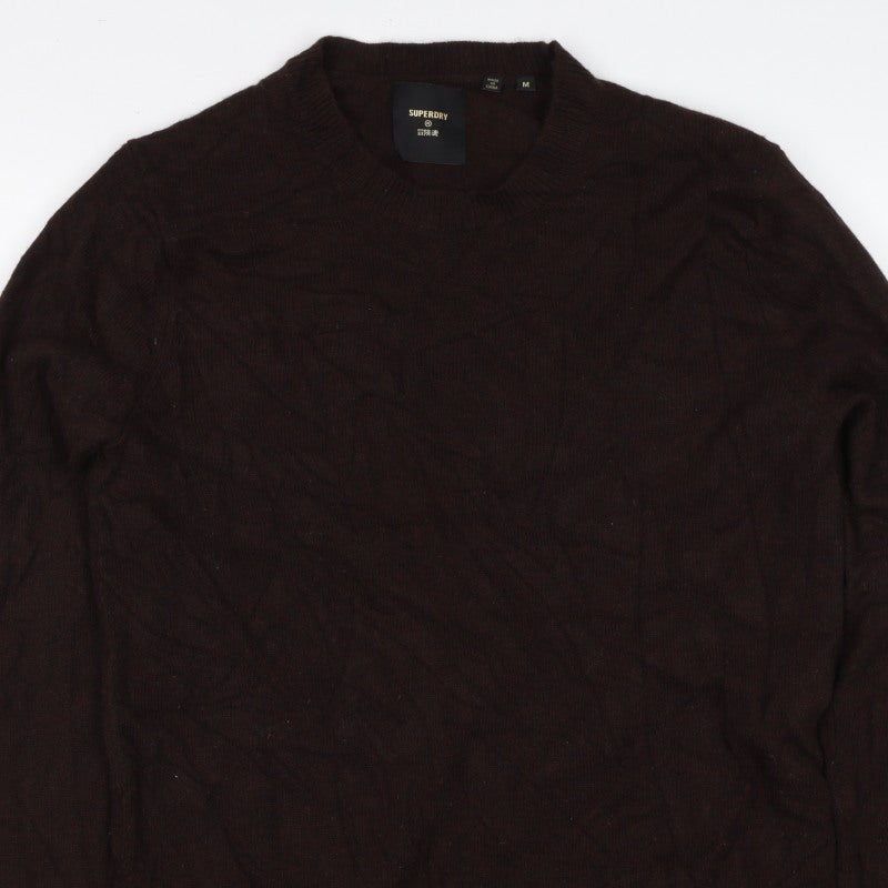 Superdry Men’s Brown M Crew Neck Knit Pullover Jumper Logo
