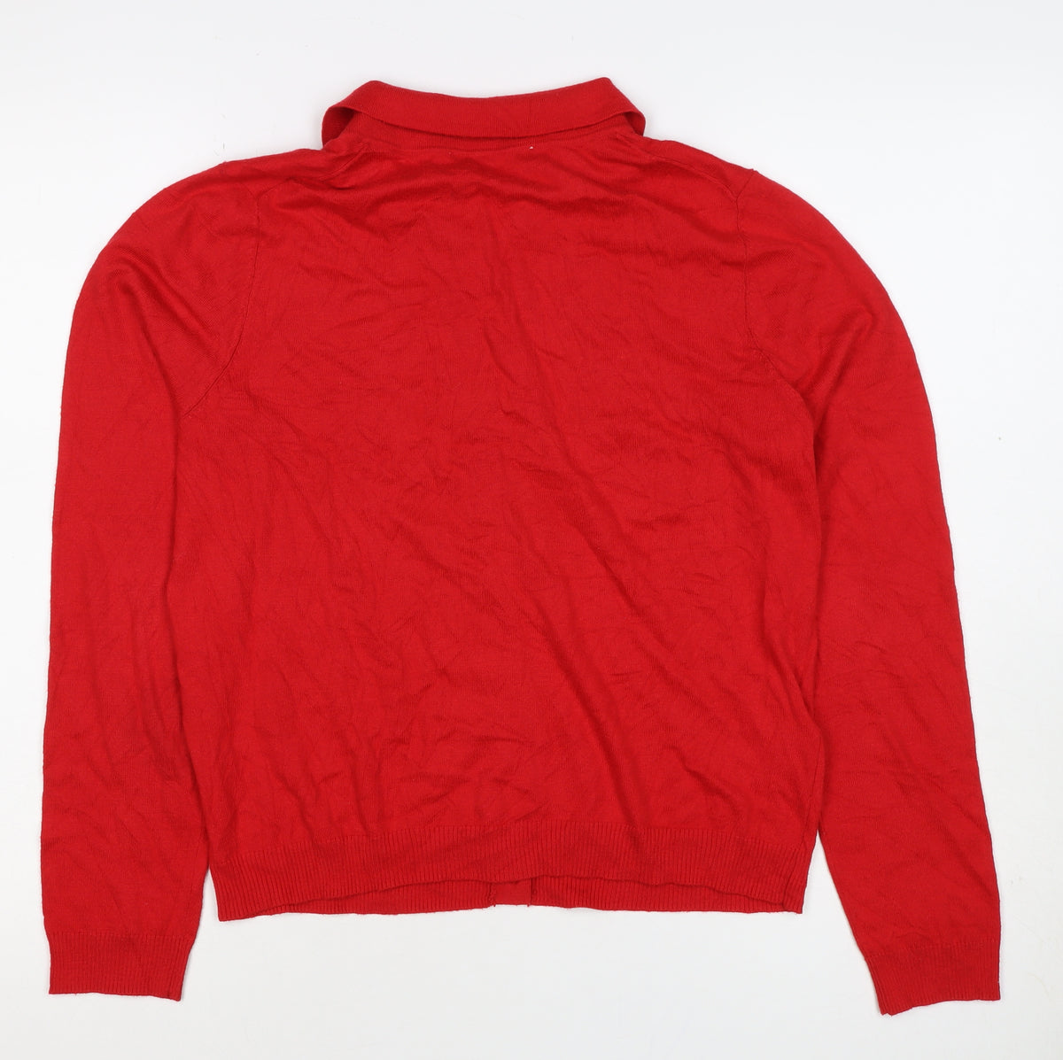 MNG Women Red XL Collared Button Cashmere Blend Knit Cardigan