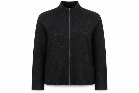 Tahari Women Black L Open Front High Neck Dolman Knit Cardigan