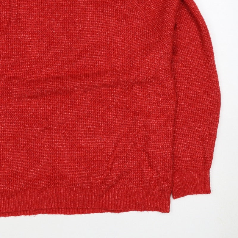 GAP Women’s Red M Mock Neck Raglan Knit Pullover Jumper