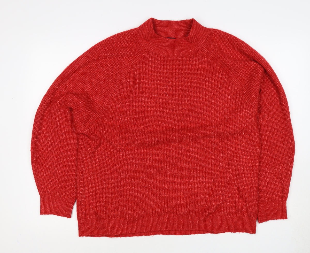 GAP Women’s Red M Mock Neck Raglan Knit Pullover Jumper