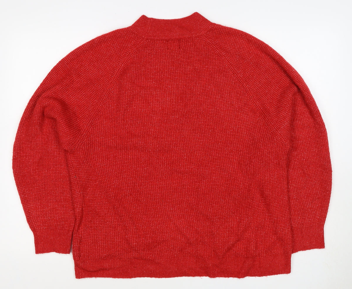 GAP Women’s Red M Mock Neck Raglan Knit Pullover Jumper
