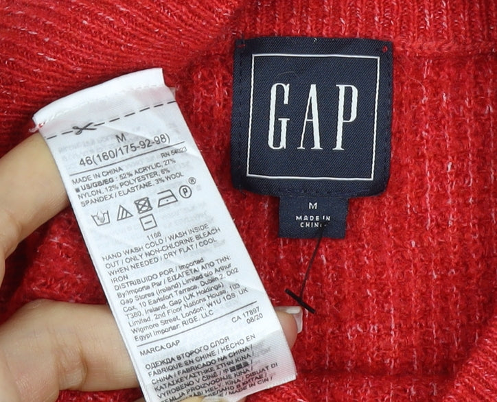 GAP Women’s Red M Mock Neck Raglan Knit Pullover Jumper