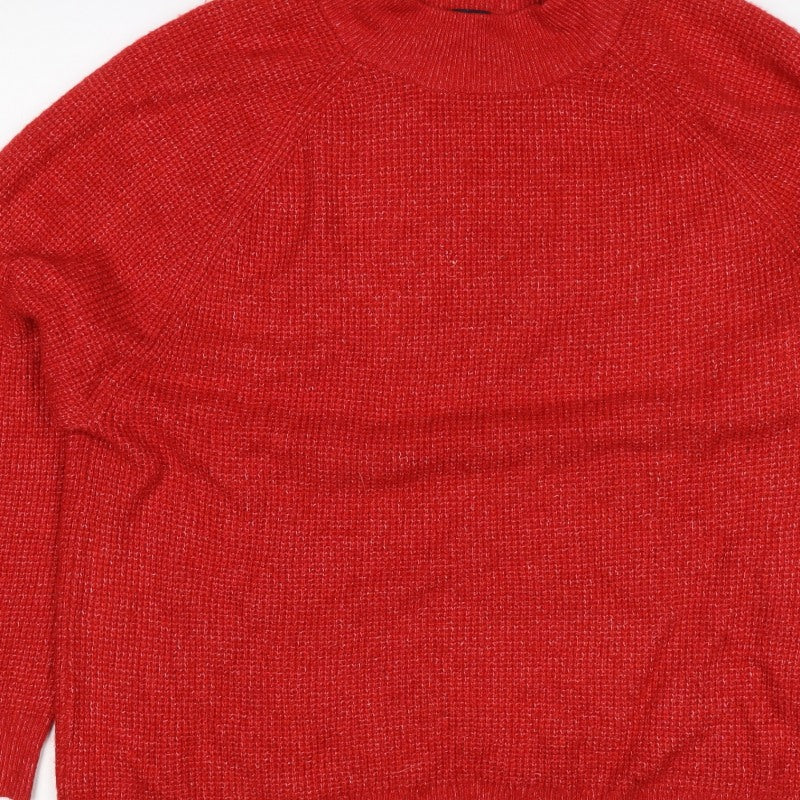 GAP Women’s Red M Mock Neck Raglan Knit Pullover Jumper