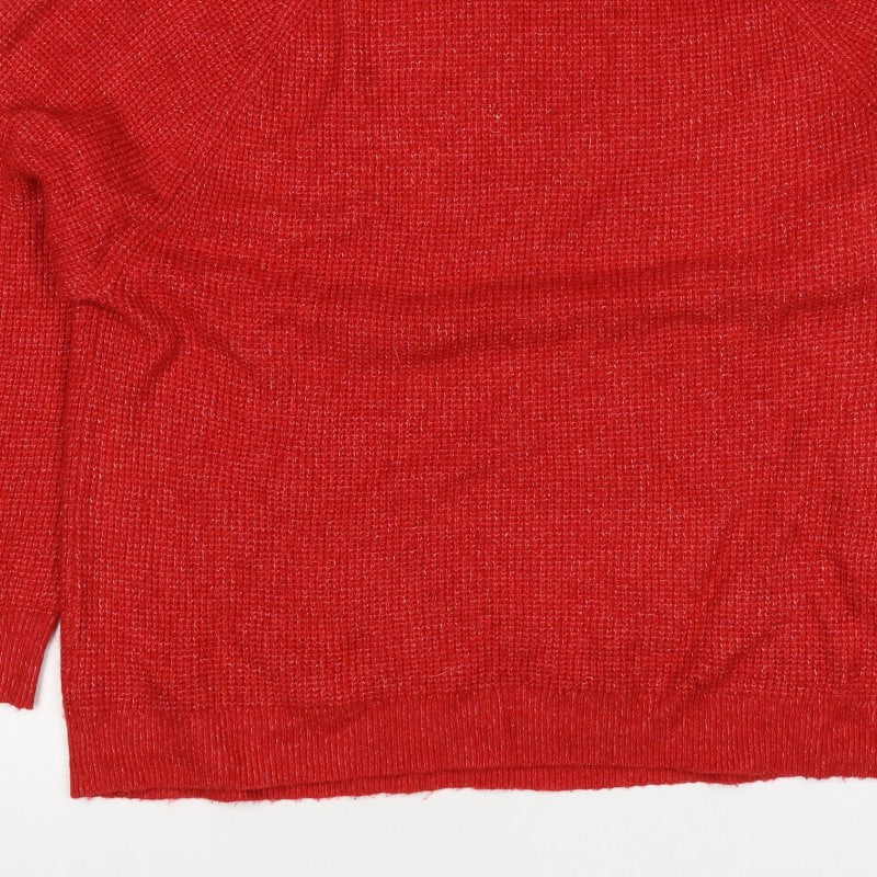 GAP Women’s Red M Mock Neck Raglan Knit Pullover Jumper