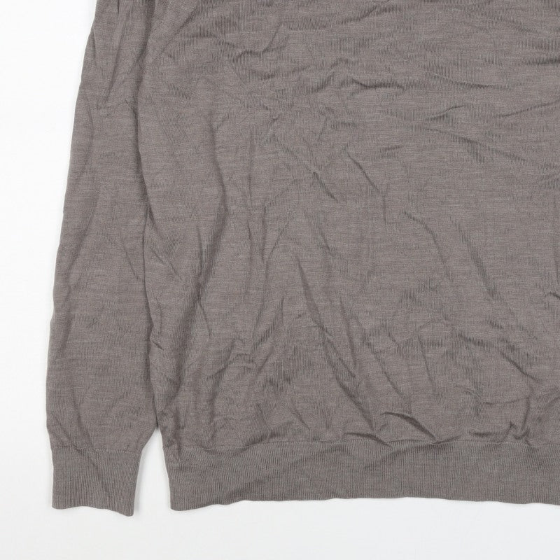 Autograph Men’s Grey XL Merino Wool 1/4 Zip High Neck Jumper