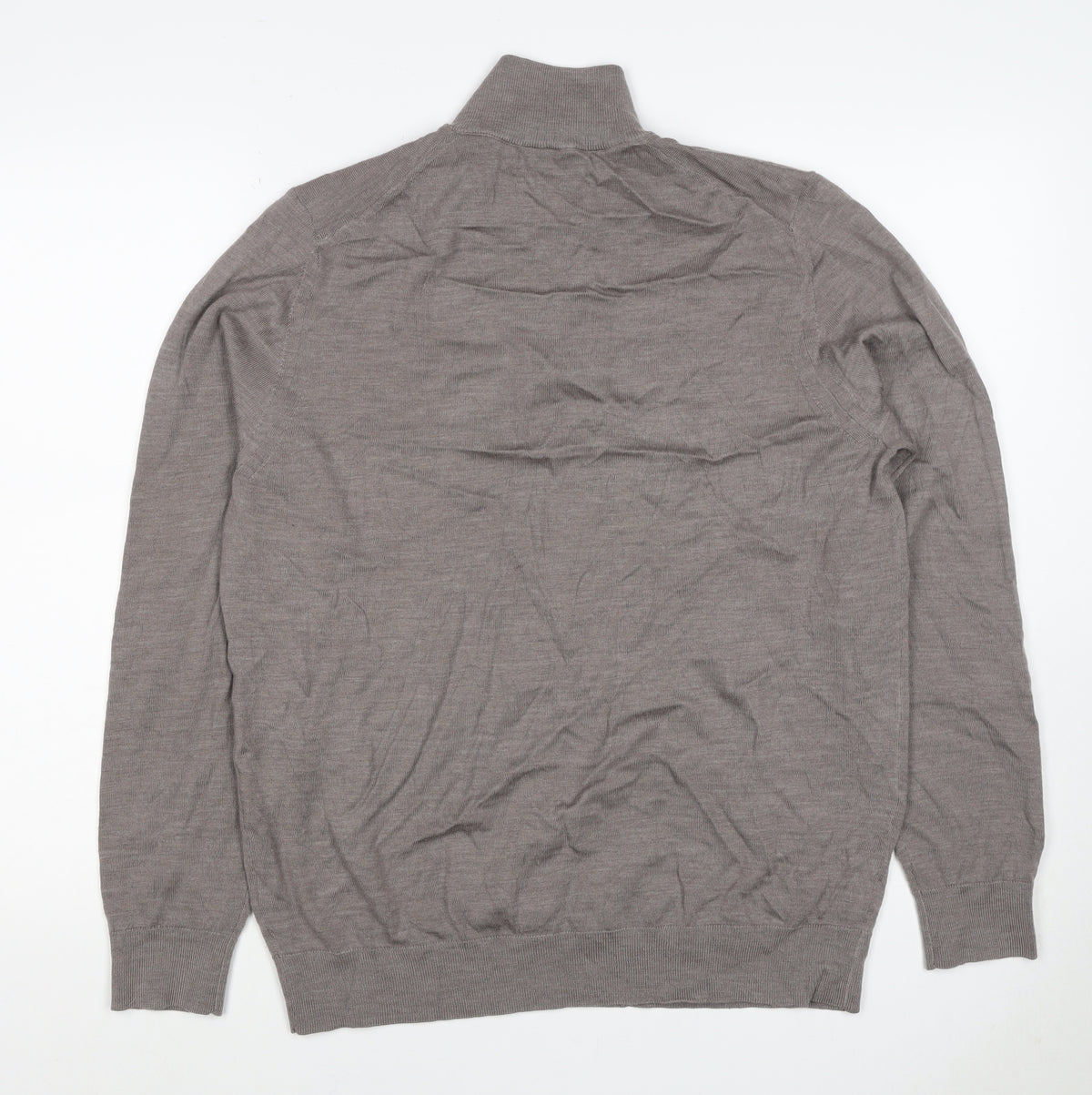 Autograph Men’s Grey XL Merino Wool 1/4 Zip High Neck Jumper