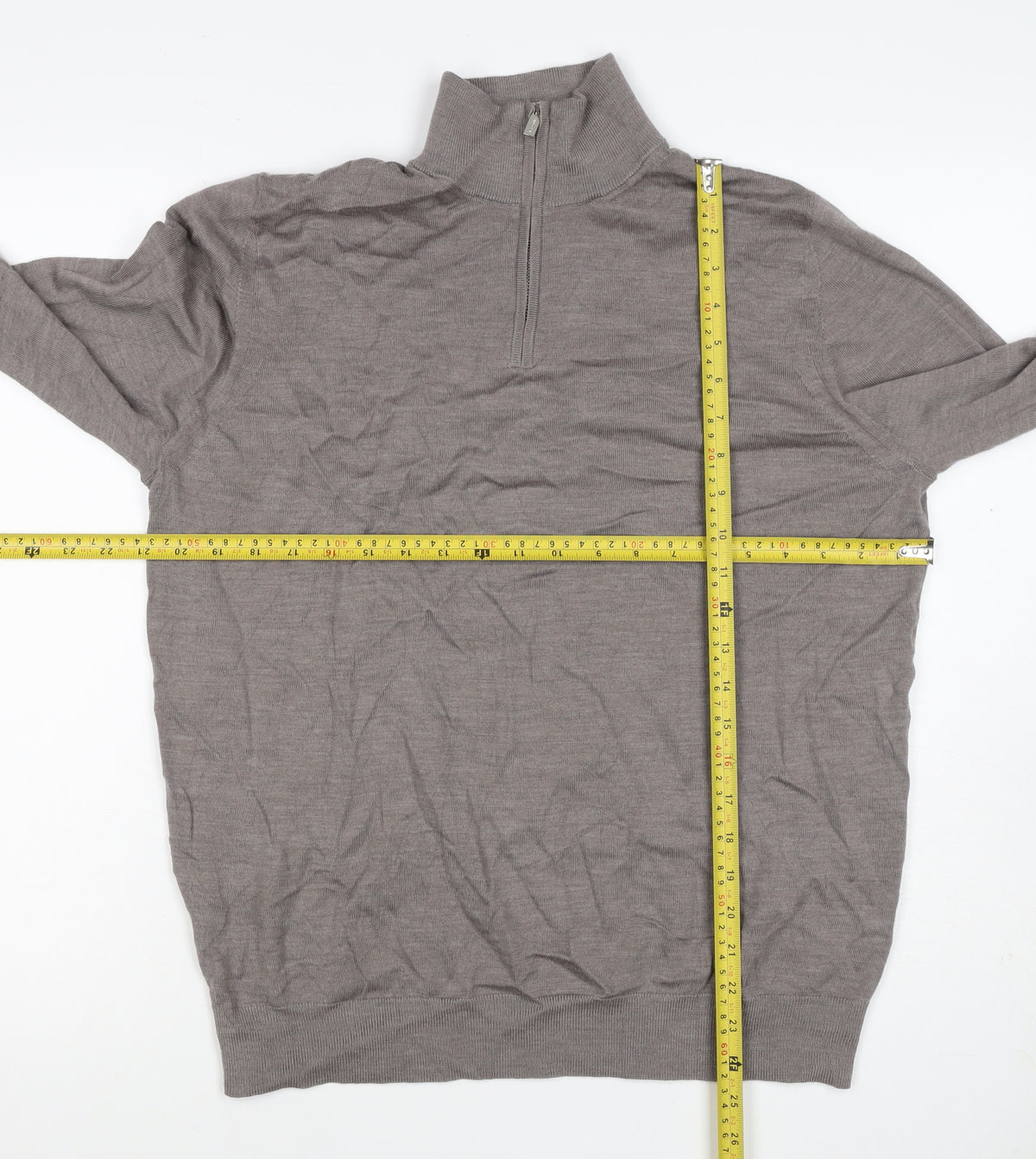 Autograph Men’s Grey XL Merino Wool 1/4 Zip High Neck Jumper