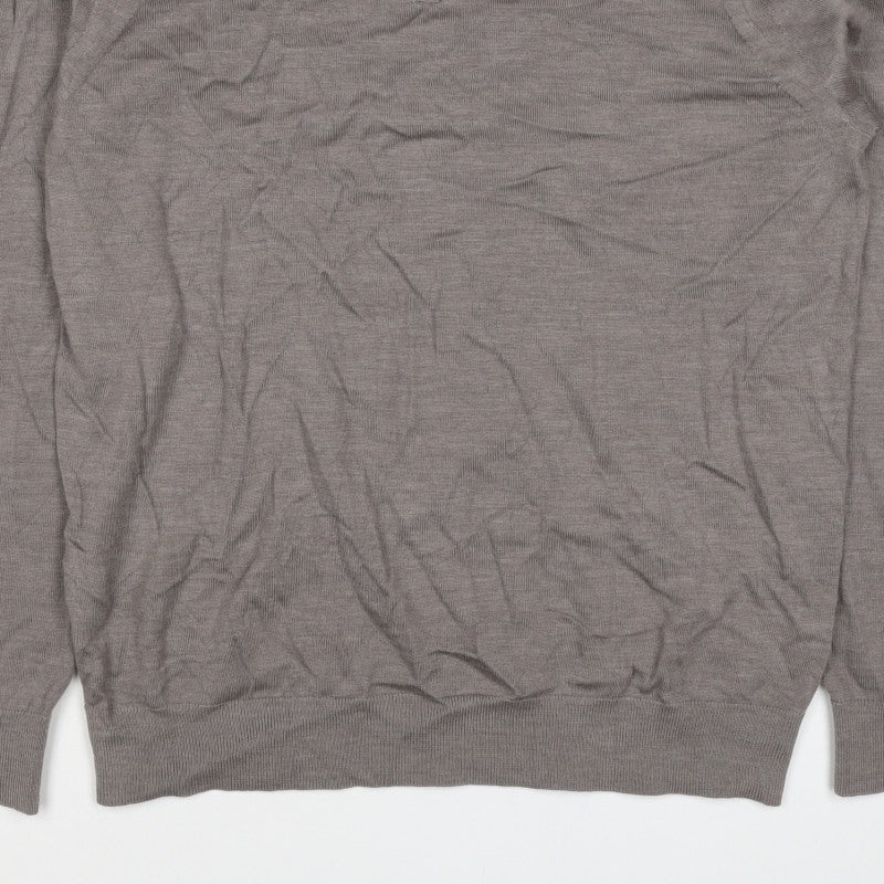 Autograph Men’s Grey XL Merino Wool 1/4 Zip High Neck Jumper