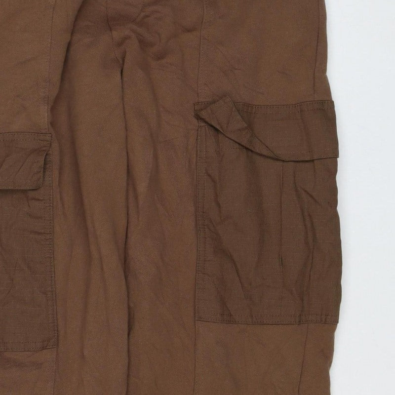 Zara Men Brown S Cargo Jogger Sweatpants Elastic Waist Pockets