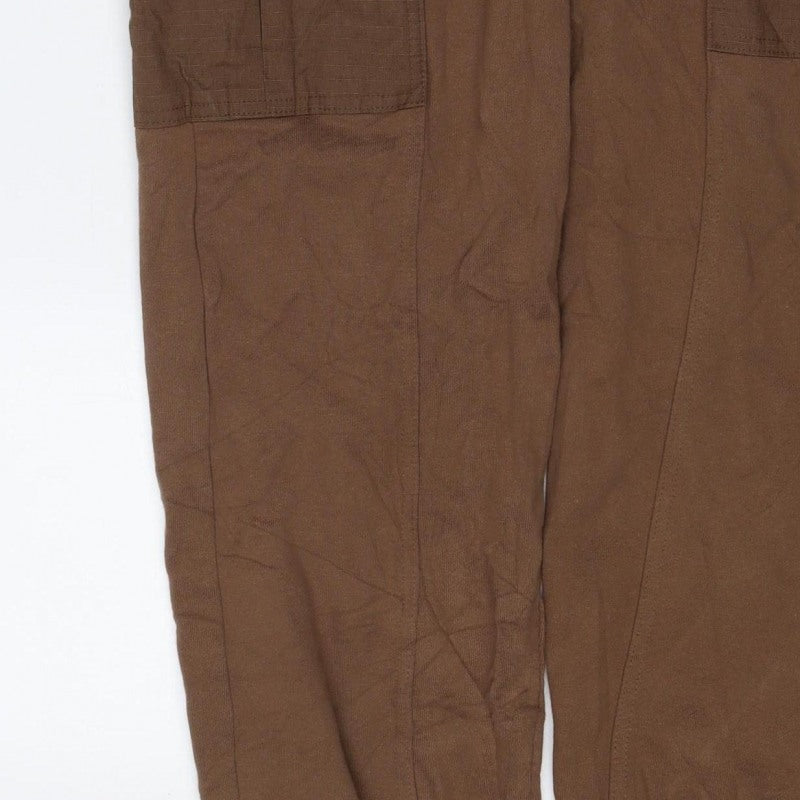 Zara Men Brown S Cargo Jogger Sweatpants Elastic Waist Pockets