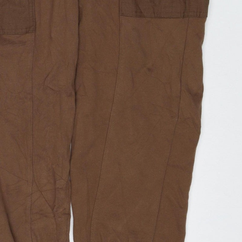 Zara Men Brown S Cargo Jogger Sweatpants Elastic Waist Pockets