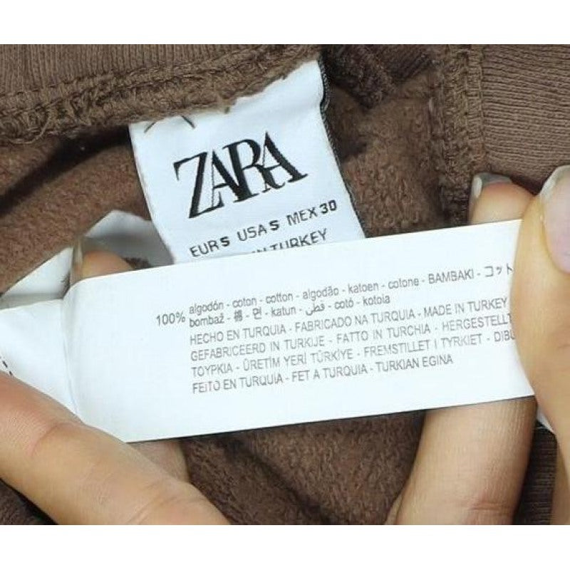 Zara Men Brown S Cargo Jogger Sweatpants Elastic Waist Pockets