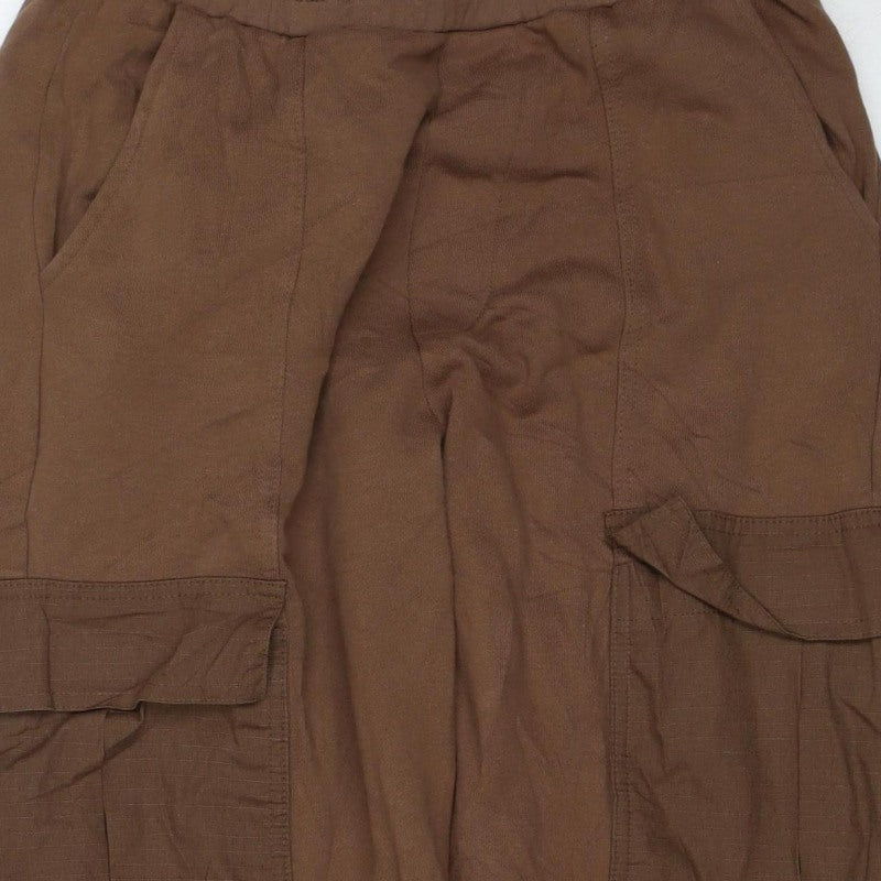 Zara Men Brown S Cargo Jogger Sweatpants Elastic Waist Pockets
