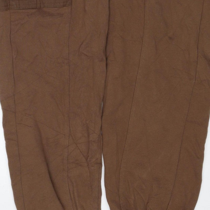 Zara Men Brown S Cargo Jogger Sweatpants Elastic Waist Pockets