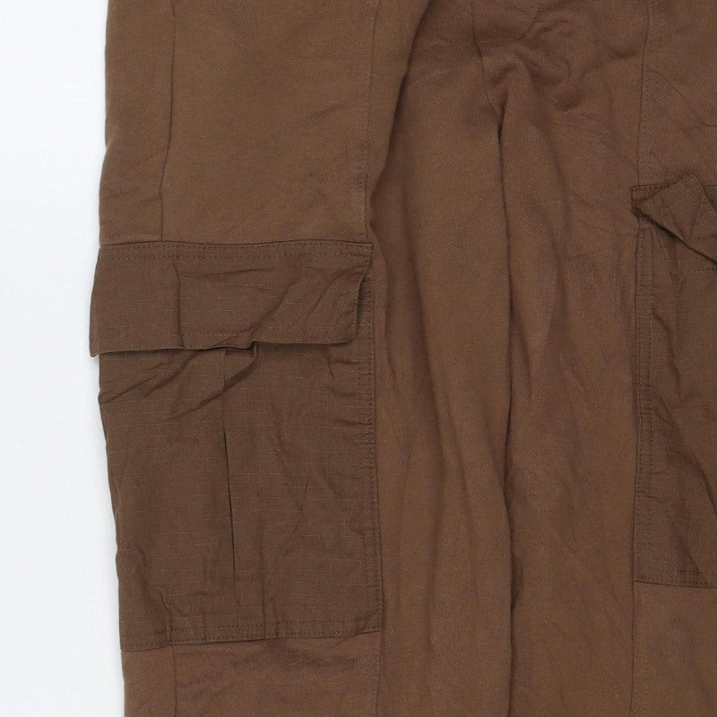 Zara Men Brown S Cargo Jogger Sweatpants Elastic Waist Pockets