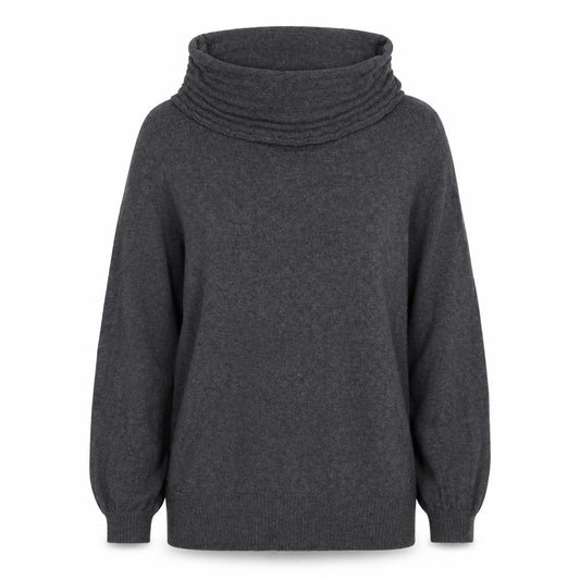 Fat Face Women’s Grey Size 14 Roll Neck Merino Cotton Knit Jumper