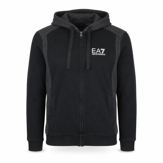EA7 Emporio Armani Men's Black L Full Zip Hooded Logo Hoodie