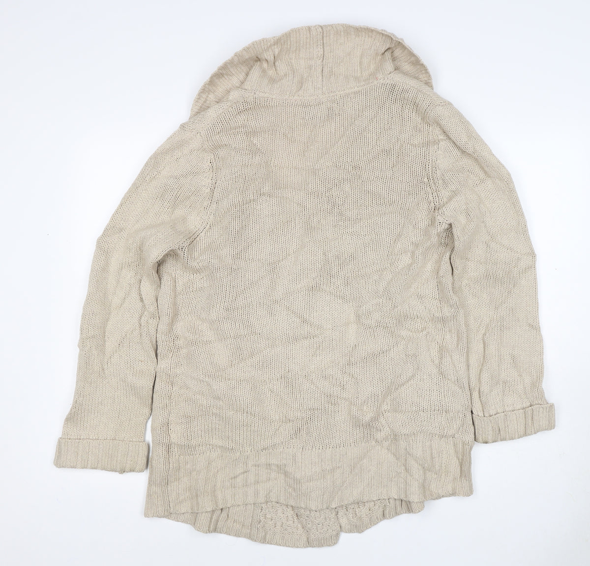 Joules Women's Beige S Cable-Knit Cowl Neck Pocket Pullover Jumper