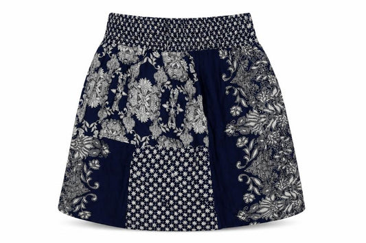 FatFace Women Blue UK 10 Floral A-Line Knee Length Cotton Skirt